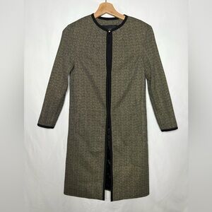 Worth New York Coat Black and gold metallic Tweed Collarless Cotton Size XS